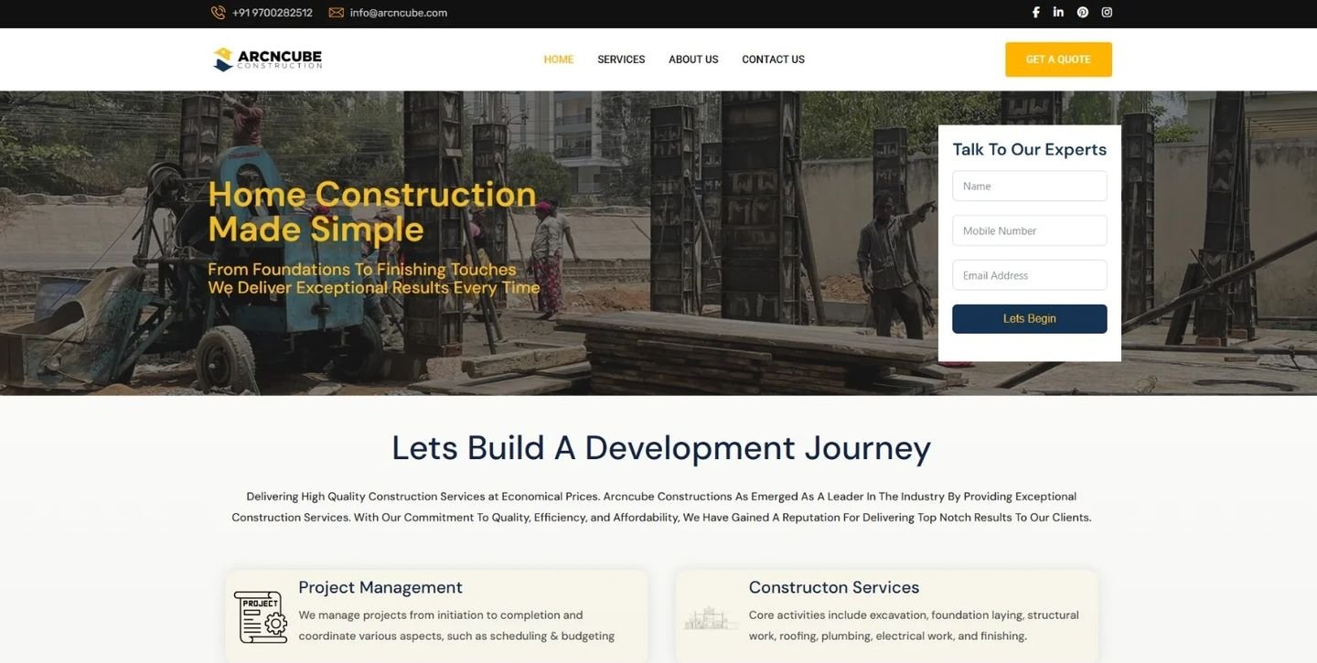 Arc n Cube website designed by UniversalDigi
