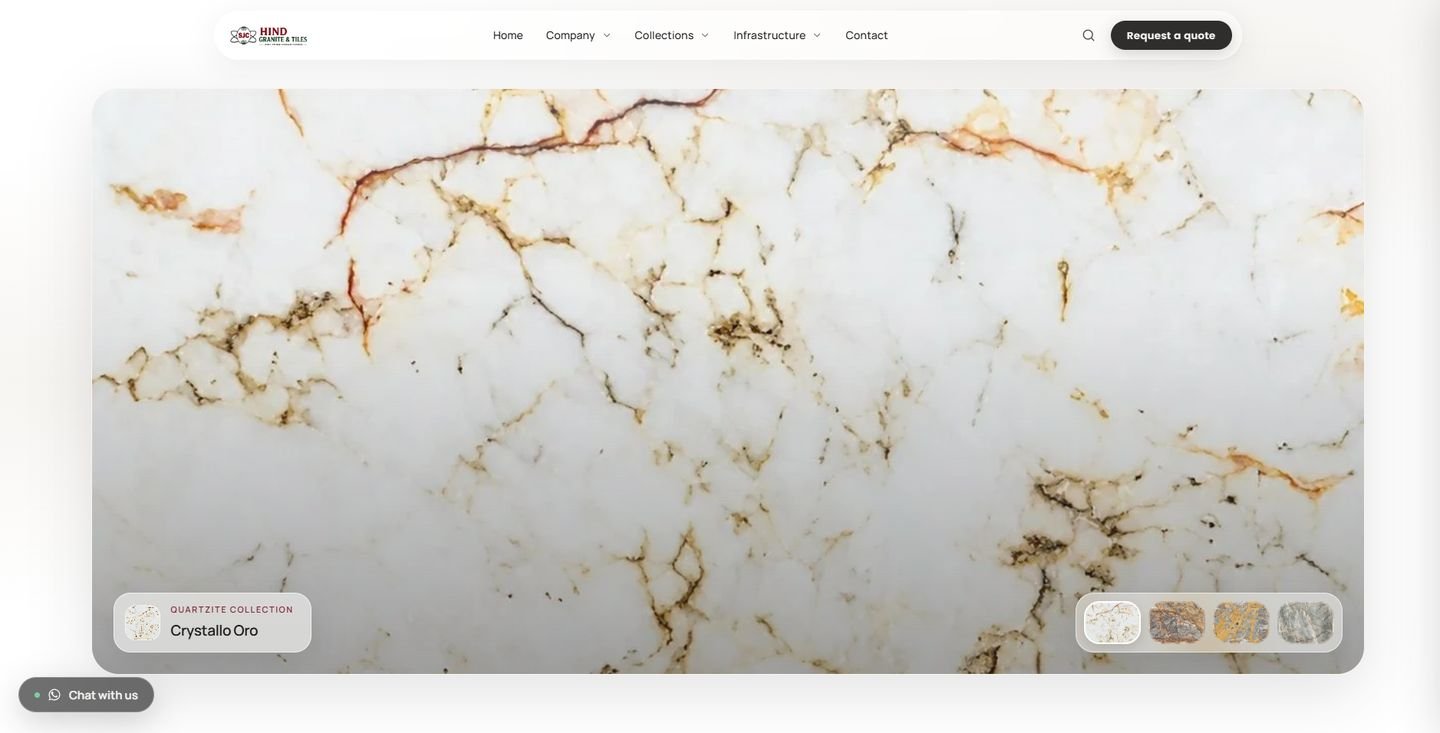 Hind Granite & Tiles website designed by UniversalDigi