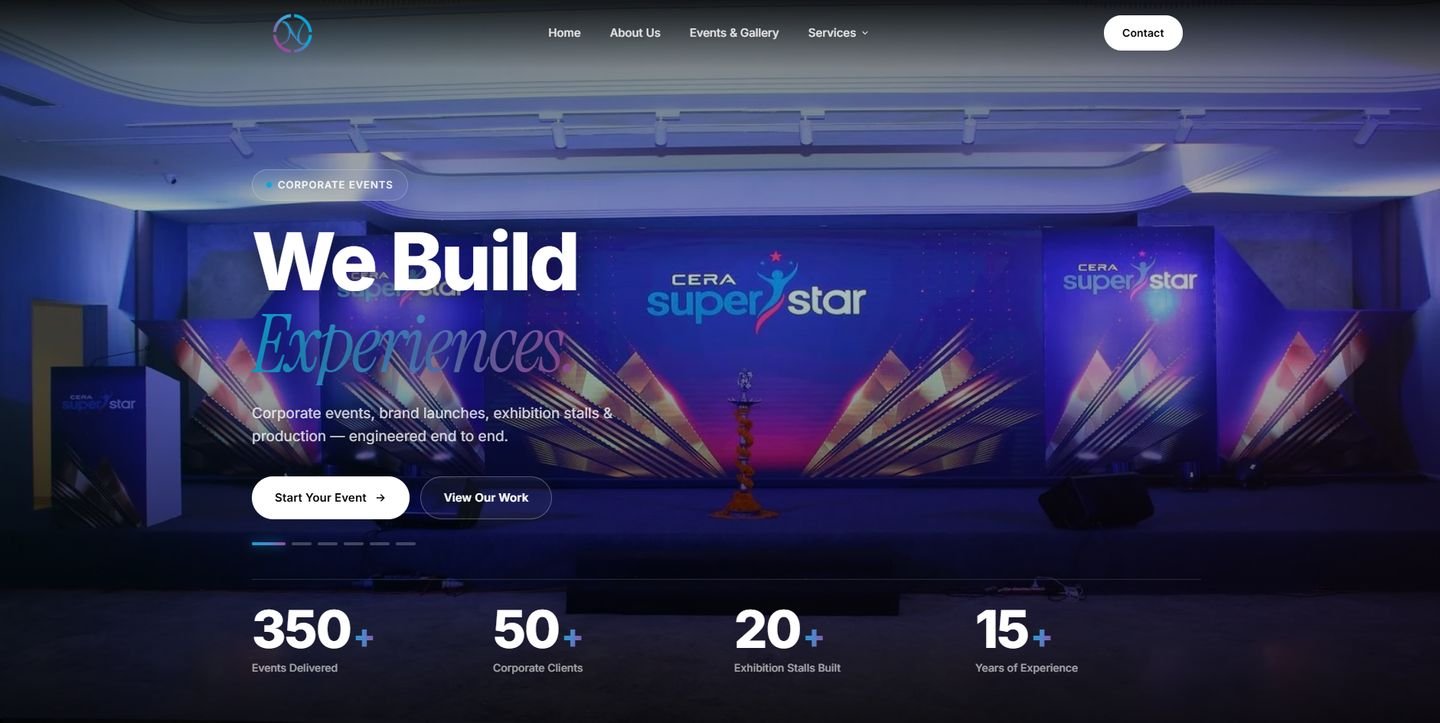 NextAge Events website designed by UniversalDigi