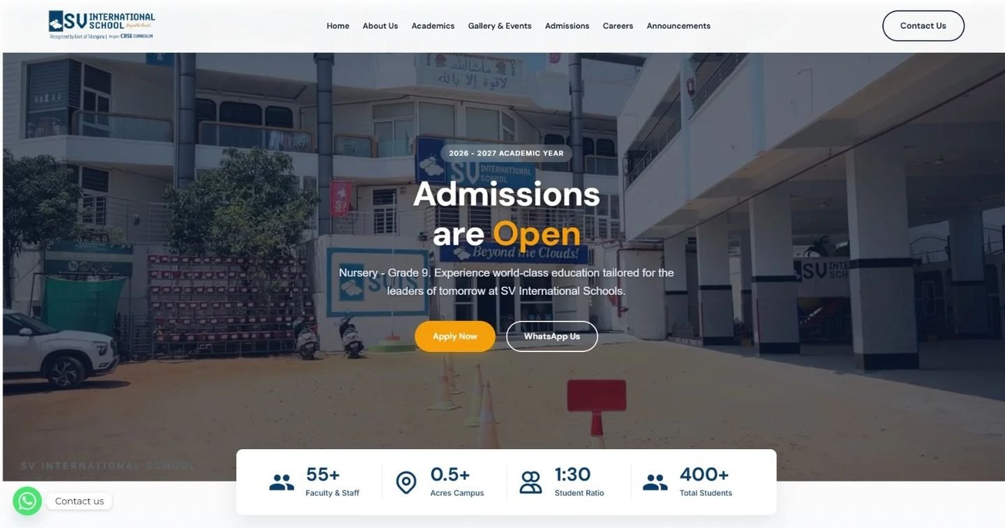SV International School website designed by UniversalDigi
