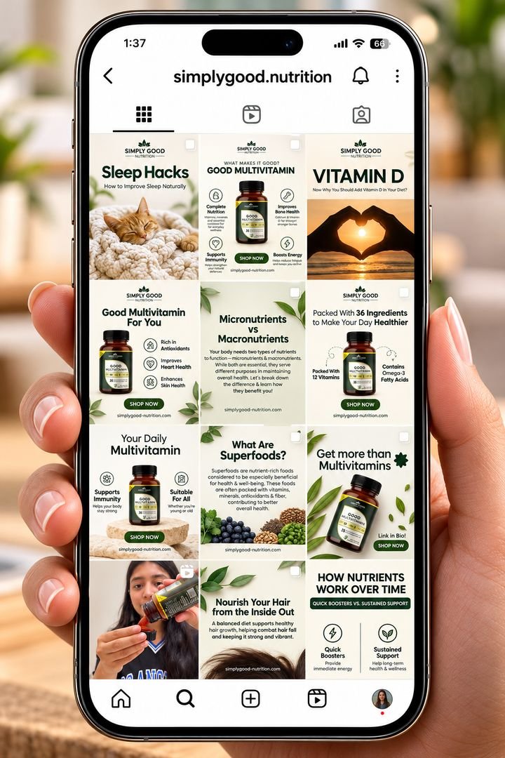 Instagram feed we managed for Simply Good Nutrition